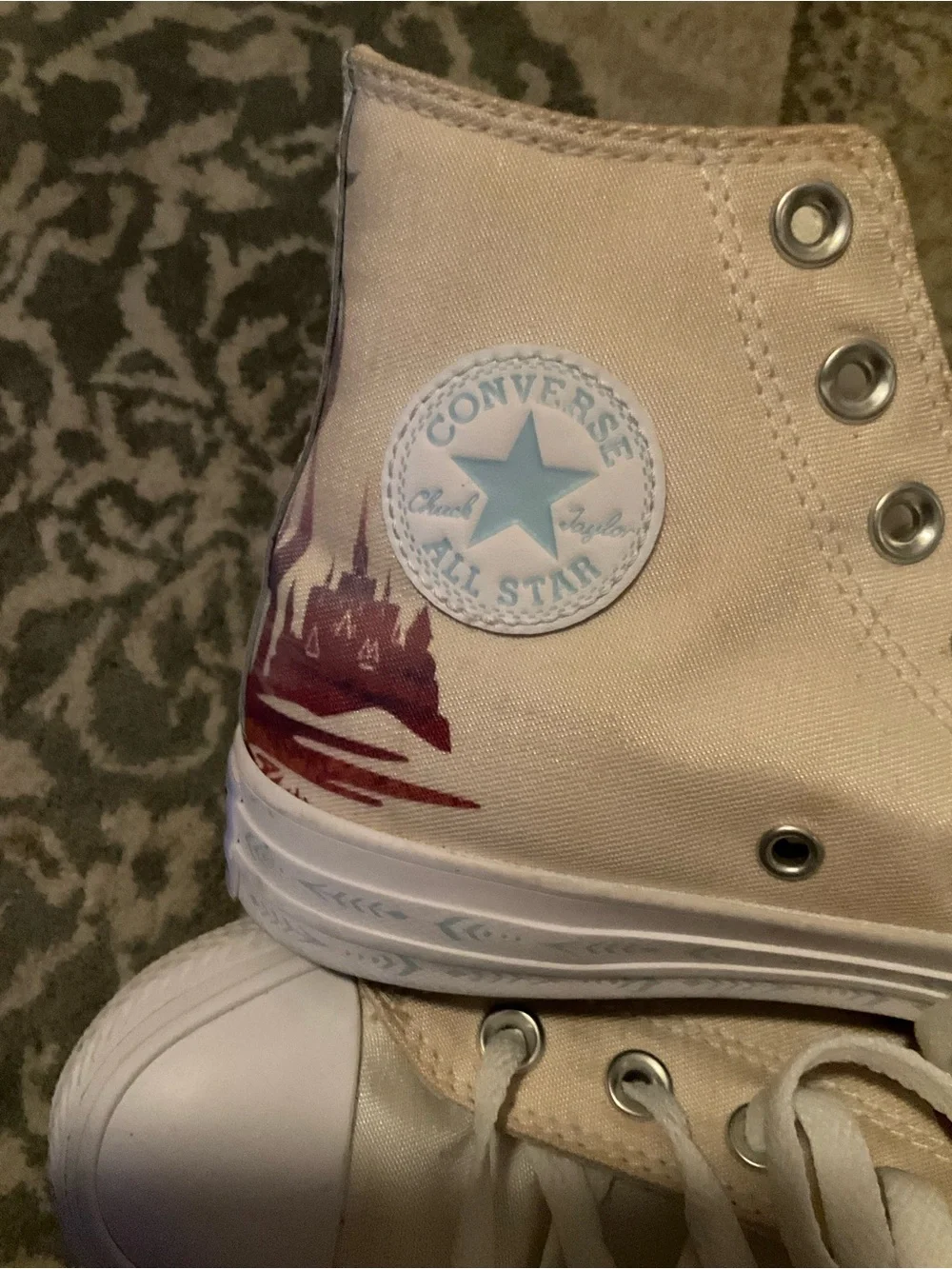 Converse Kids Light Pink High-Top Sneakers with Disney Detail Frozen Elsa 6